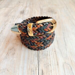 Vintage Capezio Multicolor Braided Leather Belt Made in Argentina Y2K Boho 32